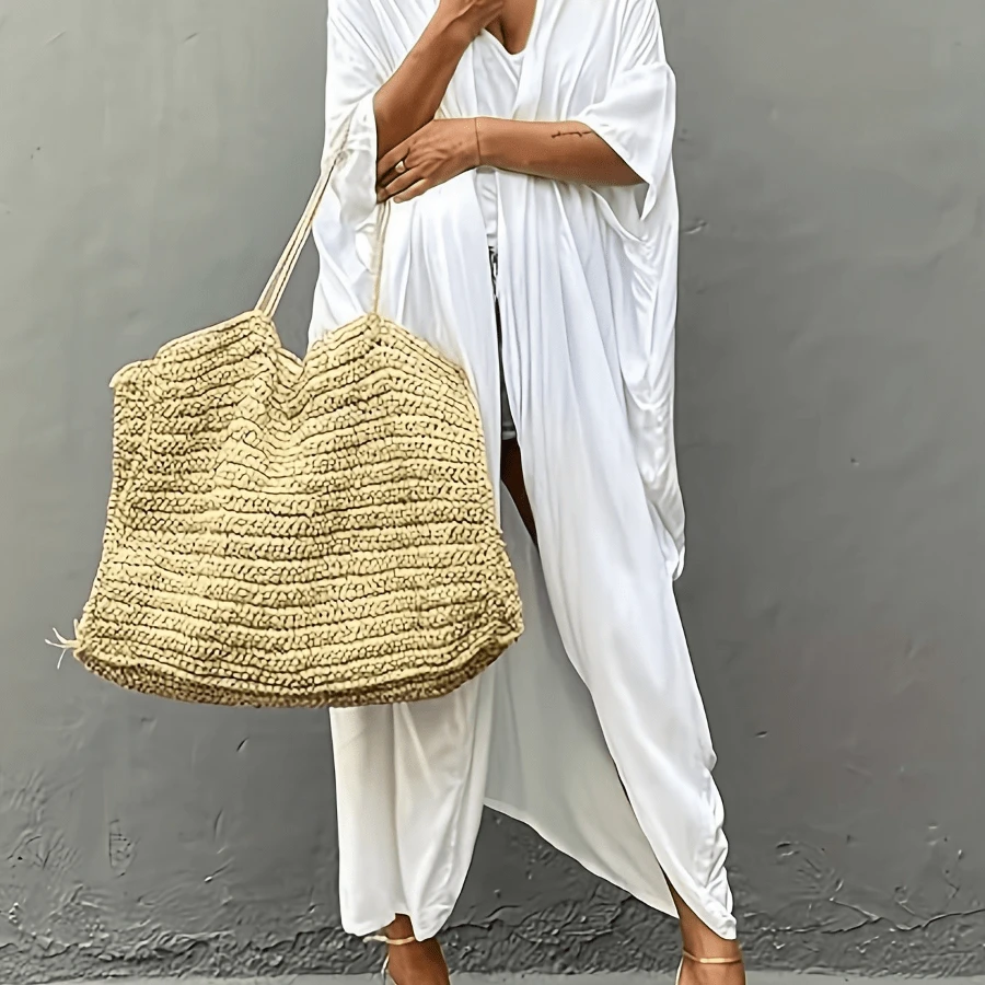 Local Delivery- Stylish Tie Dye Open Front Long Kimono Cover Up For Women - White - View 1