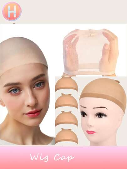 2pcs Top Stocking Wig Cap Hair Net For Weave Hair Wig Nets Black/Brown/Skin Stretch Mesh Wig Cap For Making Wigs Free Size