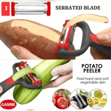Potato Apple Vegetable Peelers For Kitchen, I And Y Peelers For Fruit Veggie Potatoes Carrot Cucumber, 3 In 1 Blade Spin Design With Julienne Function - Multicolor - View 3
