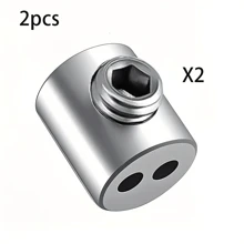 2/6/10 Pieces Adjustable Stainless Steel Cable Clamps With Double Holes, Safety Cable Hanging Clips For Home, Office, Outdoor And Camping - Durable Metal Hardware Accessories, Camping Accessories, Stylish Metal Clips, Double Hole Design