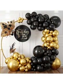 126 pezzi Set Arco di Palloncini Nero e Oro, Set Ghirlanda di Palloncini Neri e Dorati in Metallo, Palloncini Neri e Dorati di Diverse Dimensioni 18/12/10/5 Pollici, Adatto Per Laurea, Compleanno, Anniversario, Addio al Celibato, Decorazione di Sfondo, Palloncini per Feste Nere, Palloncini in Lattice di Alta Qualità, Non Facili da Scoppiare, Applicabile Per Decorazione di Feste, Decorazione di Compleanno, Decorazione di Ognissanti, Tema Gotico, Eventi Eleganti, Feste per Adulti, Cerimonia di Laurea, Decorazione di Matrimonio, ecc.