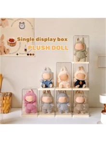 Single Collector Display Case For Labubu Plush Dolls - Transparent,Dustproof And Waterproof, Holds A Single , Perfect For Displaying Cute Characters, Ideal Gift For Fans, Toy Display Case |Plush Toy Storage Box, Back To School - Multicolor - View 1