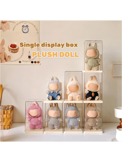 1个新月形展示盒，适用于毛绒娃娃 - 透明、防尘、防水，可容纳单个娃娃，完美展示可爱角色，是粉丝的理想礼物，娃娃展示盒 | 毛绒娃娃收纳盒，非常适合圣诞节和万圣节装饰、圣诞倒计时家居装饰，适合圣诞节/圣诞装饰/圣诞礼物 - 多种尺寸可选，满足不同需求