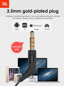 JBL Auricular con cable T110 con interfaz de 3.5mm para juegos en PC y llamadas en teléfono celular, auriculares estéreo intrauriculares