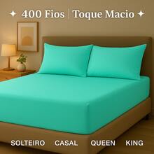 400 Thread Count King/Queen/Double/Single Bedding Set Sheet + Pillowcases - 薄荷綠 - 查看 1