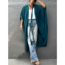 Local Delivery- Stylish Tie Dye Open Front Long Kimono Cover Up For Women - [紅色的] - 查看 2