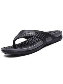 1 Pair Men's Lightweight Fashion Comfortable Breathable Massage Clogs Hollowed Indoor Out Anti Slip Garden Shoes Men Mesh Summer Sandals For Men's Casual Outdoors Non-Slip Thick Sole Beach Flip Flops Men Slippers Slides - Black - View 1