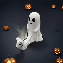 1 pieza Estatua de perro fantasma caminando, decoración del hogar creativa, accesorio para fiesta de Halloween o casa encantada