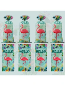 50 Bolsas de regalo con diseño de flamenco, bolsas de regalo de plástico con diseño de estilo de tema hawaiano de animales de dibujos animados, adecuadas para bodas, fiestas de cumpleaños, bolsas de regalo de boda, suministros de empaquetado de regalos, artículos baratos, se pueden usar para almacenar pequeños regalos y otros artículos sorpresa