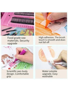 208pcs/Set Children Student Drawing Tool Combination Set, Wax Crayon & Watercolor Pen Washable (Pattern Accessories & Colors Random), Beginner Painting Set, Christmas Gift For Kids,Back To School