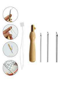 Wooden Handle Embroidery Needle Set, Punching Needle Set, DIY Craft Needle Kit, Sewing, Punch Needle 3 Sizes Available For Easy Creation Of Beautiful Patterns