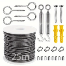 不锈钢晾衣绳套装，984.25 英寸（2.0 毫米涂层，304 级防锈），PVC 涂层，非常适合存储和整理 - 銀色 - 查看 13