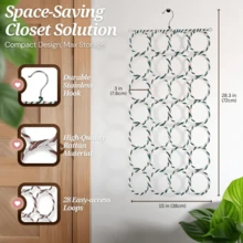 Local Delivery- Scarf Organizer For Closet - 28 Slot Scarf Hanger Hijab Organizer, Space Saver For Socks, Shawls, Ties, Towels, Belts, Multi Purpose Hanging Rack Storage, 2 Pack White - Multicolor - View 7