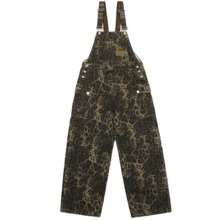 Local Delivery- Women's Retro Leopard Print Denim Overalls With Multiple Pockets - Adjustable Straps, Wide-Leg Design, All-Season Casual Wear, Blend Fabric - Brownness - View 4