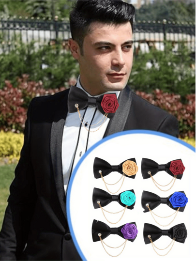 1pc Fashion Minimalist Flower Bow Brooch Neck Tie - Adjustable Necktie - Suitable For Men's Weddings, Formal Events, Groom Accessories