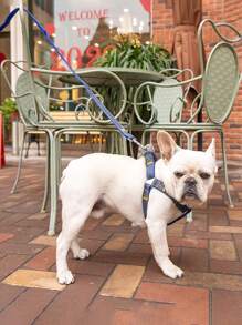 Denim Dog Harness And Leash Set - Adjustable, Comfort Fit For Small To Large Breeds - Durable Polyester Material, Pulling Rope, Teddy