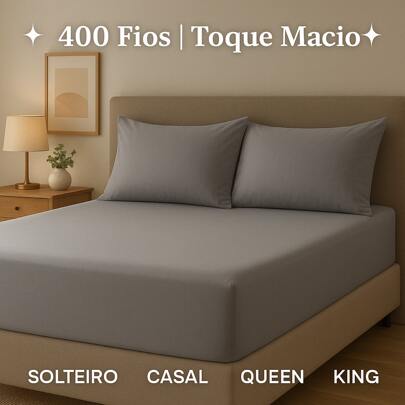 Jogo de Cama 400 Fios King / Queen / Casal Padrão / Solteiro Lençol + Fronhas