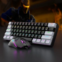 60% Gaming Keyboard And Mouse Set, Transparent Numpad, 61 Key Mini RGB Mechanical Keyboard, Detachable TYPE-C Cable, Suitable For PC/ Gamers, Typists, Travel, Business Travel