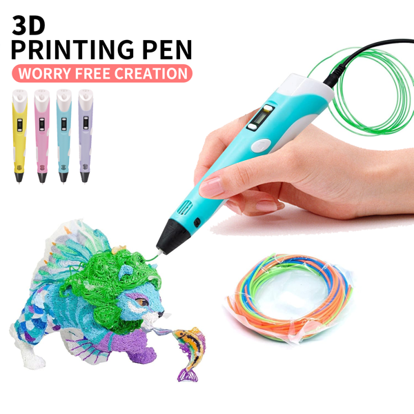 Verstellbare Temperatur und Geschwindigkeit 3D-Druckstift, mit USB-C betrieben, enthält 3D-Druckstift, 3 Meter 3-Farben Material, Datenkabel, Druckstift Basis, Bedienungsanleitung und ist ein ideales kreatives Geschenk für Anfänger, ein Must-Have Geschenk für Feiertage