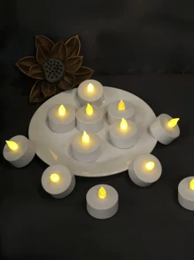 6/12/24 Pcs Set Flameless LED Tea Lights, Battery Powered 100 Hrs With Remote Control Timer, Realistic 3D Wick Votive Candles For Dating, Wedding, Party, Holiday, Home Decor - Plastic, Smokeless, Battery-Powered, Flameless Lights With On/Off Switch (Warm White)