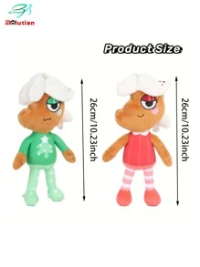 Molutian Muñeco de peluche de personaje azul con temática de juego Bobette, con lazo rosa, bufanda a rayas rojas y blancas, y zapatos blancos, perfecto para decoraciones de fiestas en el hogar y regalos de juegos, accesorio de decoración de fiestas | Diseño de personaje juguetón | Material de peluche suave, Juguetes de peluche