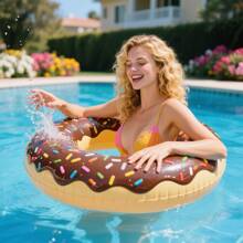 1 Stück Donut-förmiges Schwimmspielzeug, aufblasbares Schwimmhilfe für den Pool, in Rosa und Braun erhältlich, geeignet für Strand, Meer, Geburtstagsgeschenke, Urlaubsfeste, Sommergeschenke, Spaß und Erholung für Erwachsene im Urlaub