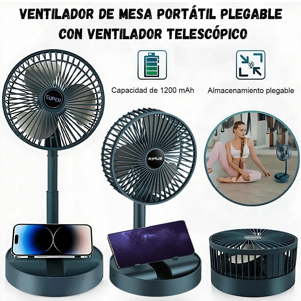 FS-0004,Ventilador de Mesa Recargable 3 Velocidades Ajustables,Plegable, Port¡til, Cable Usb, Escritorio, Mesa,Moderno,Sin Ruido, De Oficina,Con cable USB o Pilas,Cabezal Oscilante para Flujo de Aire Ajustable, Refrescantey Cómodo, flujo de aire fuerte para oficina, escritorio,dormitorio estudiantil,montado enescritorio/pared,ventilador mini portátil para elhogar,dormitorios de estudiantes,cama,uso sobre la mesa - Verde militar - Ver 1