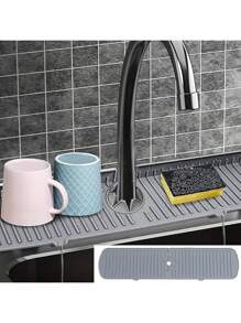 Non-Slip Silicone Kitchen Mat With Drainage Grooves, Dish Rack Pad For Sink Counter, Quick-Dry Drying Mat For Pots Pans Utensils, Heavy Duty Countertop Protector