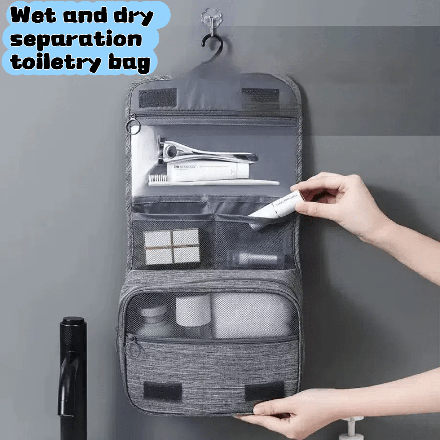1pc Partner Travel - Unisex Portable Toiletry Bag, Waterproof Cosmetic Organizer Bag, Separate Wet And Dry Storage For Outdoor, Business Trip