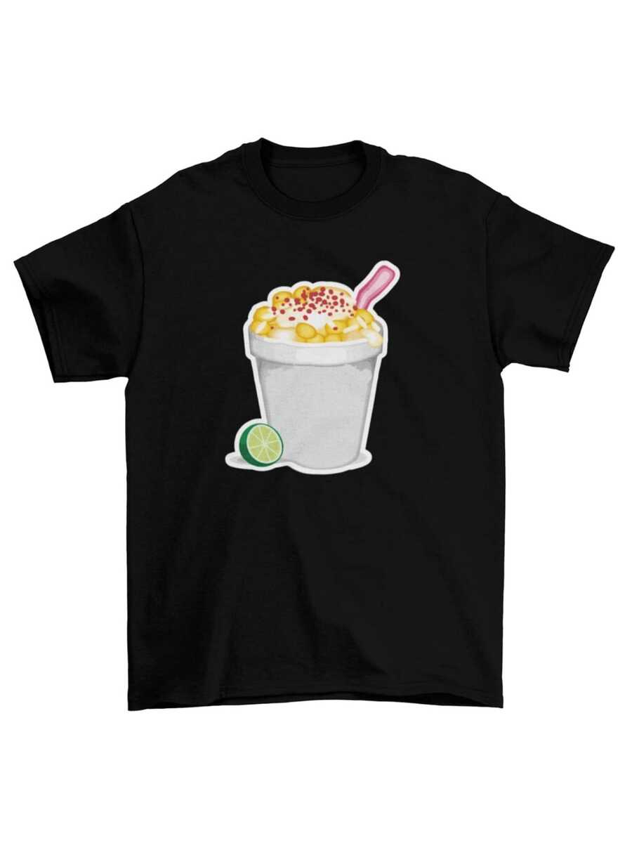 Elote Camisa de T 100% algodón con estampado digital Dise?o de Elote Mexicano Camisa de Hombre Casual para Tiempo Libre Estilo Urbano 1 unidad de 220 gramos - Negro - Ver 1
