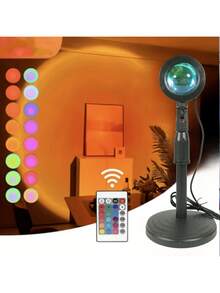 16色日落投影灯，带遥控器，浪漫日落投影仪，彩虹投影夜灯，日落变色灯，送给女朋友的礼物