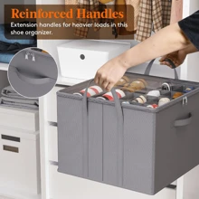 Local Delivery-
 Shoe Storage Organizer For Closet, Fits 12-16 Pairs, Large Shoe Box Storage Containers With Clear Cover And Reinforced Handles, Foldable Storage Bins Fits For Boots Heels Sneakers, 2 Pack Gray