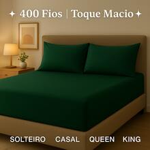 400 Thread Count King/Queen/Double/Single Bedding Set Sheet + Pillowcases - 墨綠色 - 查看 1