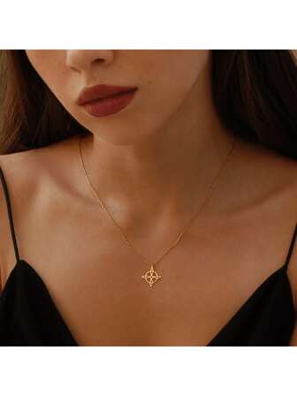 1pc Fashionable Witch Knot Pendant Stainless Steel Slavic Amulet Necklace, Unisex, Suitable For Daily, Party, Celebration And Gift