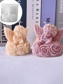 1 Stück Engel Rose Baby Silikon Form - mit Rosengrund und detailliertem Flügeldesign sowie exquisitem Baby-Design, repräsentiert Reinheit, Güte, einzigartige handgefertigte Kunstproduktion, Innen-DIY-Arbeitsproduktion, Duftkerzenproduktion, Mädchengeschenke, Festgeschenke. Es zeichnet sich durch hohe Temperaturbeständigkeit und einfache Entformung aus.