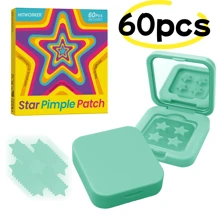 60 parches de hidrocolloid para el acné - suaves, no irritantes, cubren el acné y las imperfecciones - parches de estrellas para el acné, esenciales para el cuidado facial que incluye un espejo y estuche de transporte, consejos de belleza para fiestas, adecuado para todo tipo de pieles