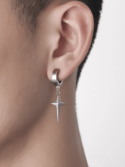 1pc Men's Star Shape Earrings, Fashionable And Unique Design, Luxury Clip-On Earrings Suitable For Women, Cool Earrings