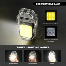 Waterproof Lighter Outdoor Windproof Torch Lighters Dual Arc Butane Electric Lighters USB Rechargeable Lighters Flameless Plasma Lighter Camping Hiking Adventure Survival Tactical Gear