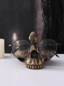 Resin Creative Halloween Skull Craft Home Decoration, Office Desktop Ornament, Glasses Storage Rack Decorative Figurine Best Gifts Birthday