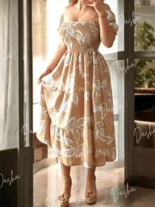 Women Midi Dresses - Khaki - View 1