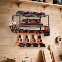 Royalswill Electric Tool Organiser Wall-Mounted, Heavy-Duty Garage Tool Organiser And Storage Rack, Floating Tool Rack Wall-Mounted Tool Storage Rack, 2-Tier Metal Tool Organiser For Garage Workshop - Black - View 6