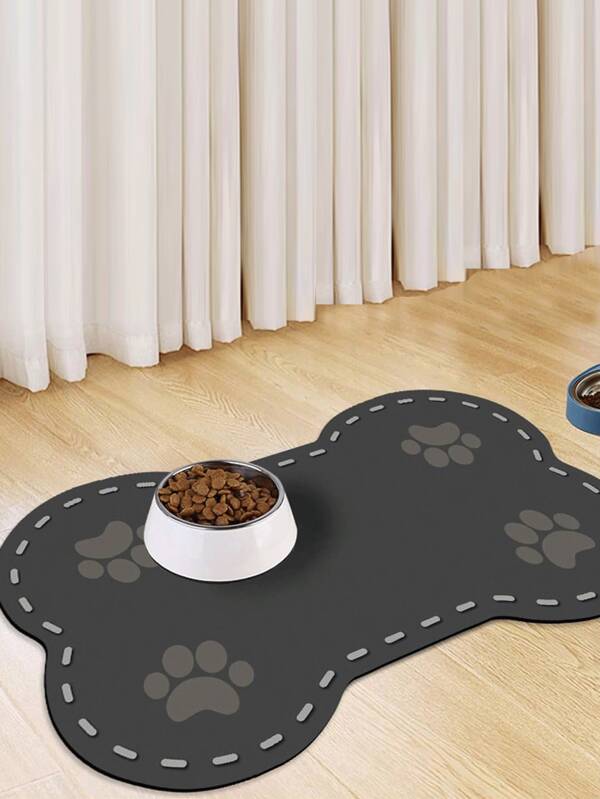 1pc Non-Slip Absorbent & Easy To Clean Pet Food Mat, Suitable For Dogs/Cats, Multipurpose For Kitchen, Dining, Bathroom, Living Room, Etc. With Soft Surface & Waterproof Rubber Bottom