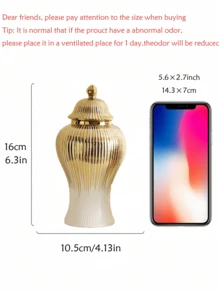 金釉陶瓷花瓶，现代轻奢家居装饰，适合夏季客厅、母亲节和季节性造型 - 彩色 - 查看 11