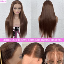 Perruque brésilienne de cheveux humains à front de dentelle de densité 200% de 12 pouces, style carré droit. Couleur brun chocolat avec fermeture de dentelle transparente HD. Perruque sans colle avec des cheveux bébé pré-épilés. Style carré d'épaule, look naturel. Fibre synthétique résistante à haute température mélangée avec des cheveux humains pour femmes.