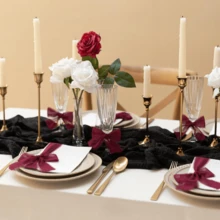 1/3 Roll Wine Red Handmade Chiffon Silk Ribbon Fringe,Burgundy Chiffon Ribbon For Flower Bouquet, Fabric Ribbon For Gift Wrapping, Burgundy Frayed Edges Ribbons For Wedding Invitations Bridal Bouquets Gifts Wrapping Crafts Holiday Party Decorations,Handmade Frayed Ribbon For Wedding, Chiffon Silk Ribbon For Christmas Decorations - Burgundy - View 6