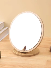 Espelho de maquiagem minimalista de madeira, espelho de penteadeira dobrável, tamanho grande, vintage e espelho de mesa para estudantes, 1 peça