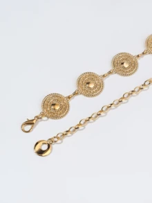 Minimalist Elegant Women's Chain Belt, Metal Waist Chain Accessory, Thick Plus Size Waistband Summer, School Fall, Autumn, Halloween - Gold - View 5