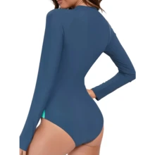 Local Delivery- Women'S Color Blocked Zipper One-Piece Surfing And Water Sports Swimsuit