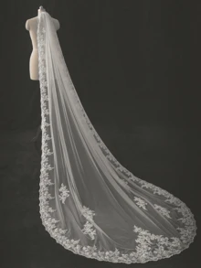 1 件女士迷你教堂 3 米蕾丝面纱带金属梳，婚礼派对新娘配饰面纱秋季女士服装