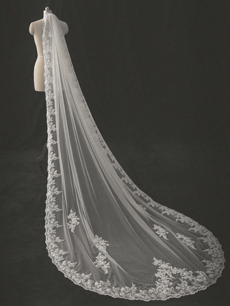 1pc Women's Mini Church 3 Meters Lace Veil With Metal Comb, Wedding Party Bridal Accessory Veil Fall Clothes For Women